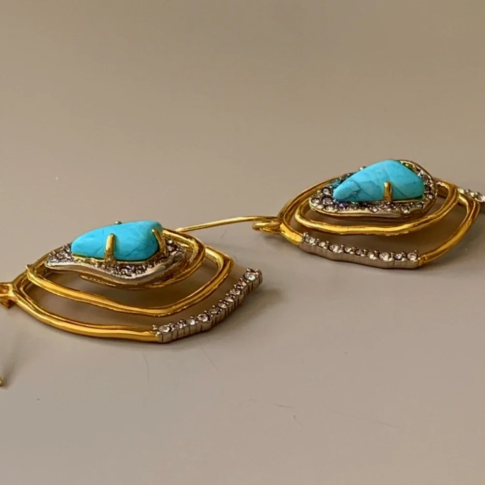 ALEXIS BITTAR • Roxbury Spiral Crystal Encrusted Turquoise Drop Earrings